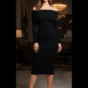 Bardot Black Off-Shoulder Long Sleeve Dress
